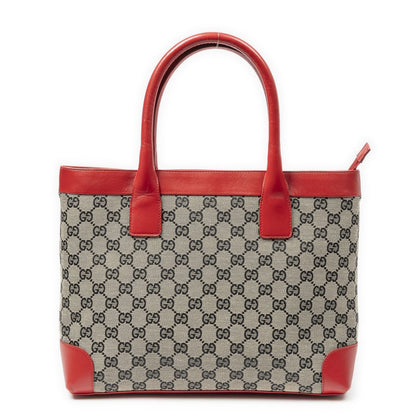Gucci Zip Shopping Tote Red Black Beige GG Canvas