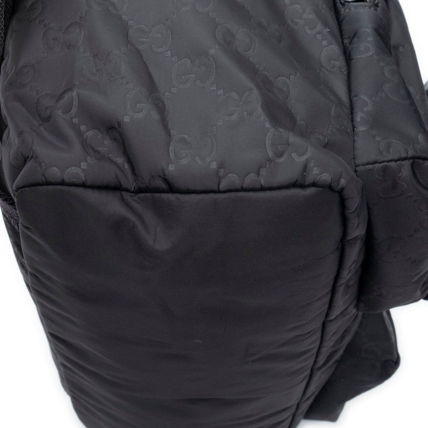 Gucci Drawstring Flap Backpack Black Guccissima Nylon — view 8
