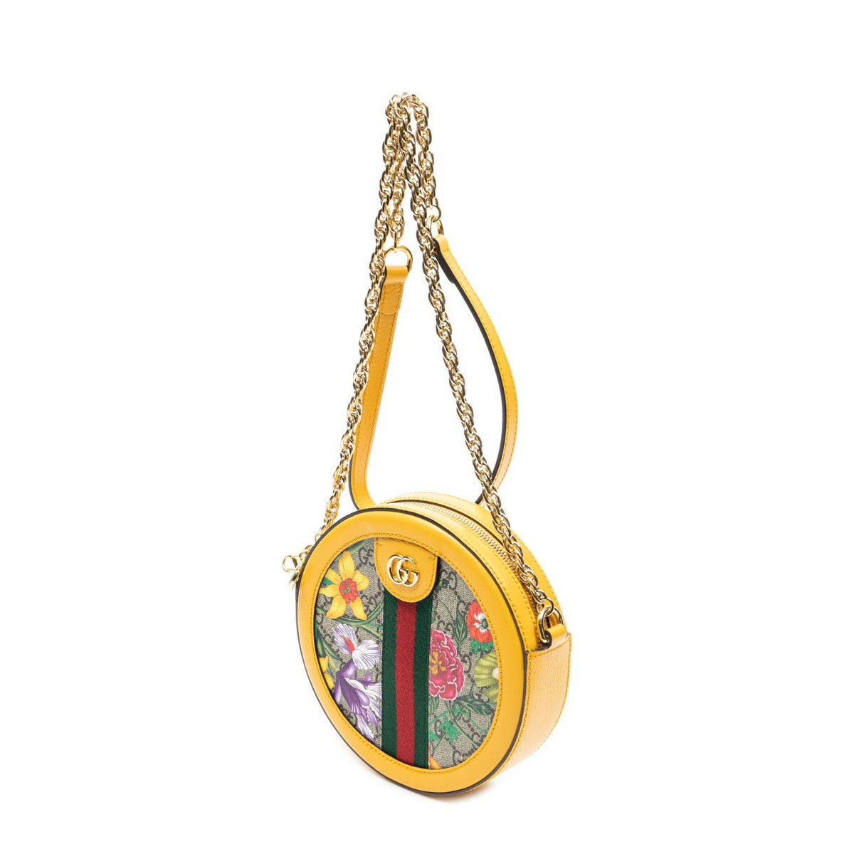 Gucci Mini Web Ophidia Crossbody Yellow Beige Floral Print Supreme Canvas — view 2