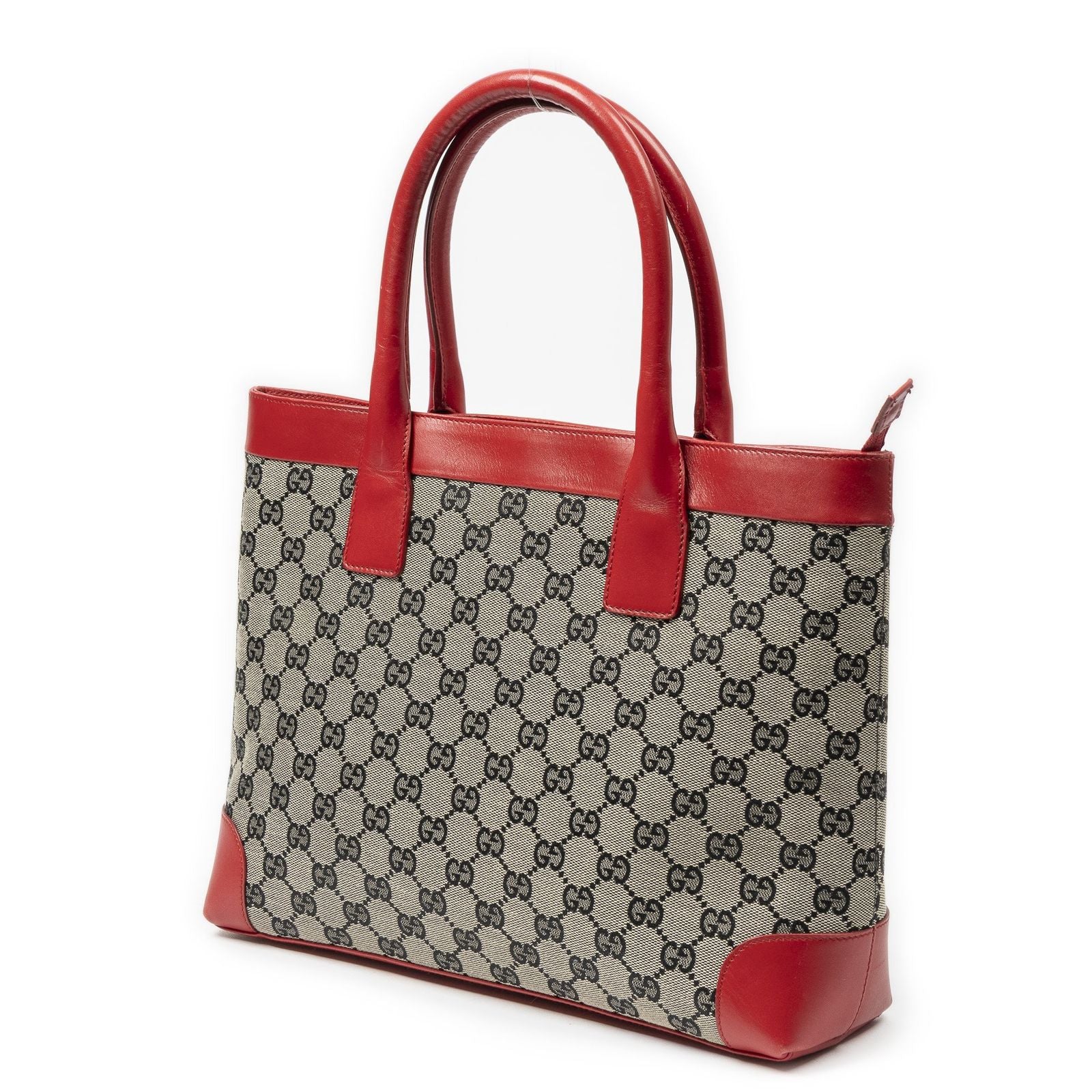 Gucci Zip Shopping Tote Red Black Beige GG Canvas — view 2