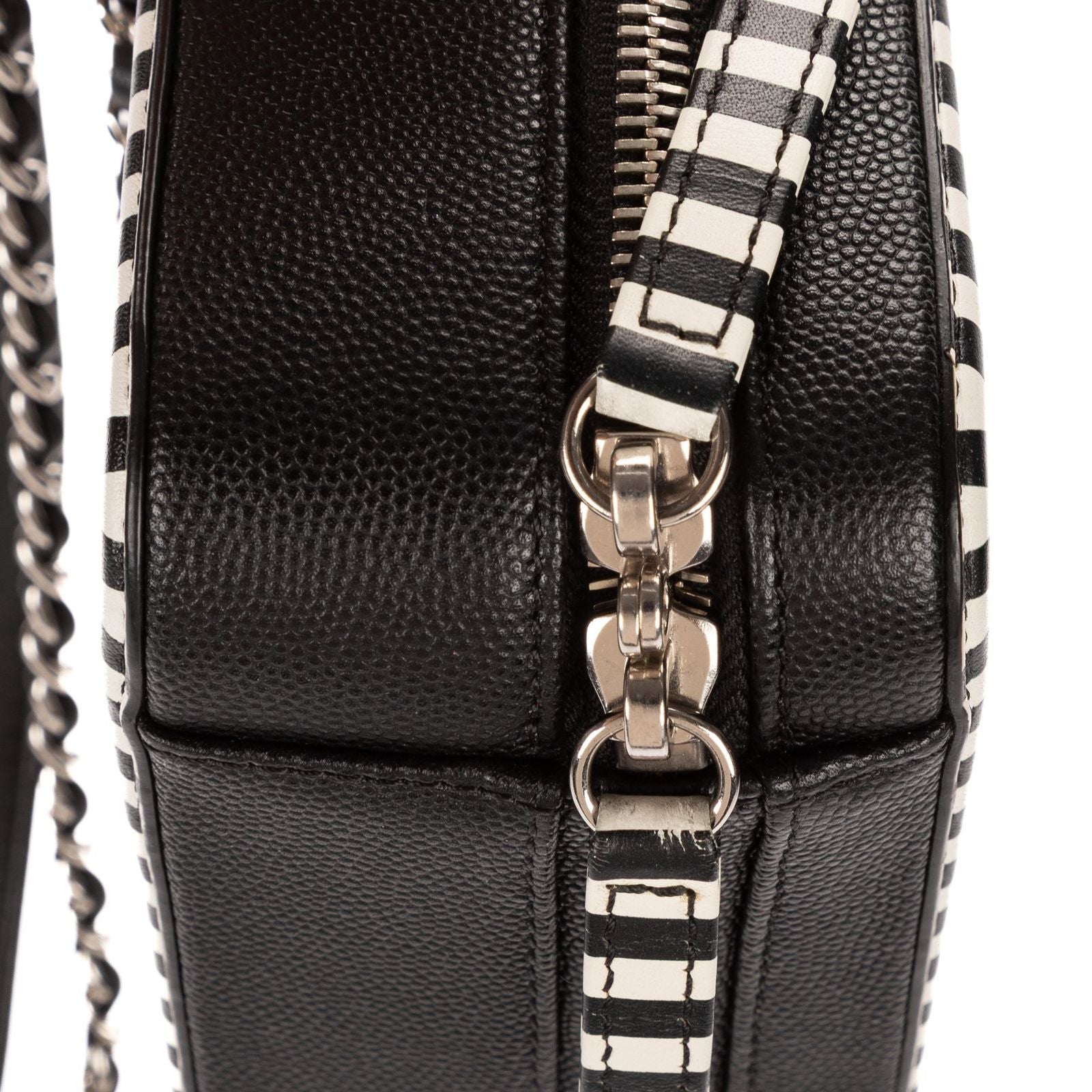 Chanel Small CC Filigree Vanity Case Bag Black White Quilted Cavalli Lambskin — view 8