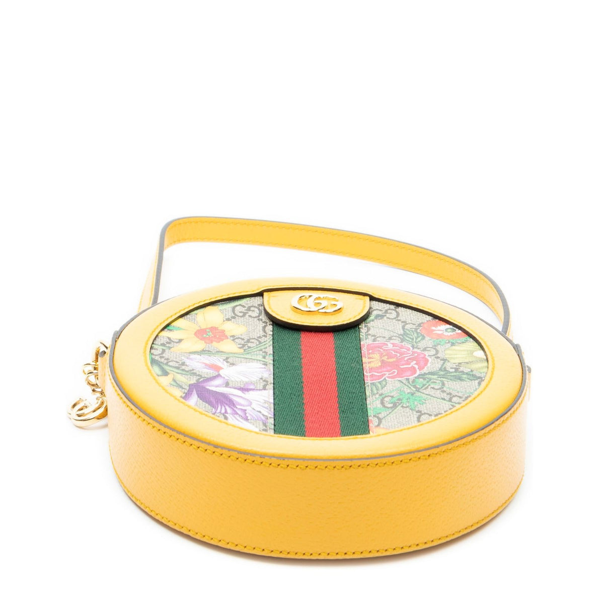 Gucci Mini Web Ophidia Crossbody Yellow Beige Floral Print Supreme Canvas — view 6