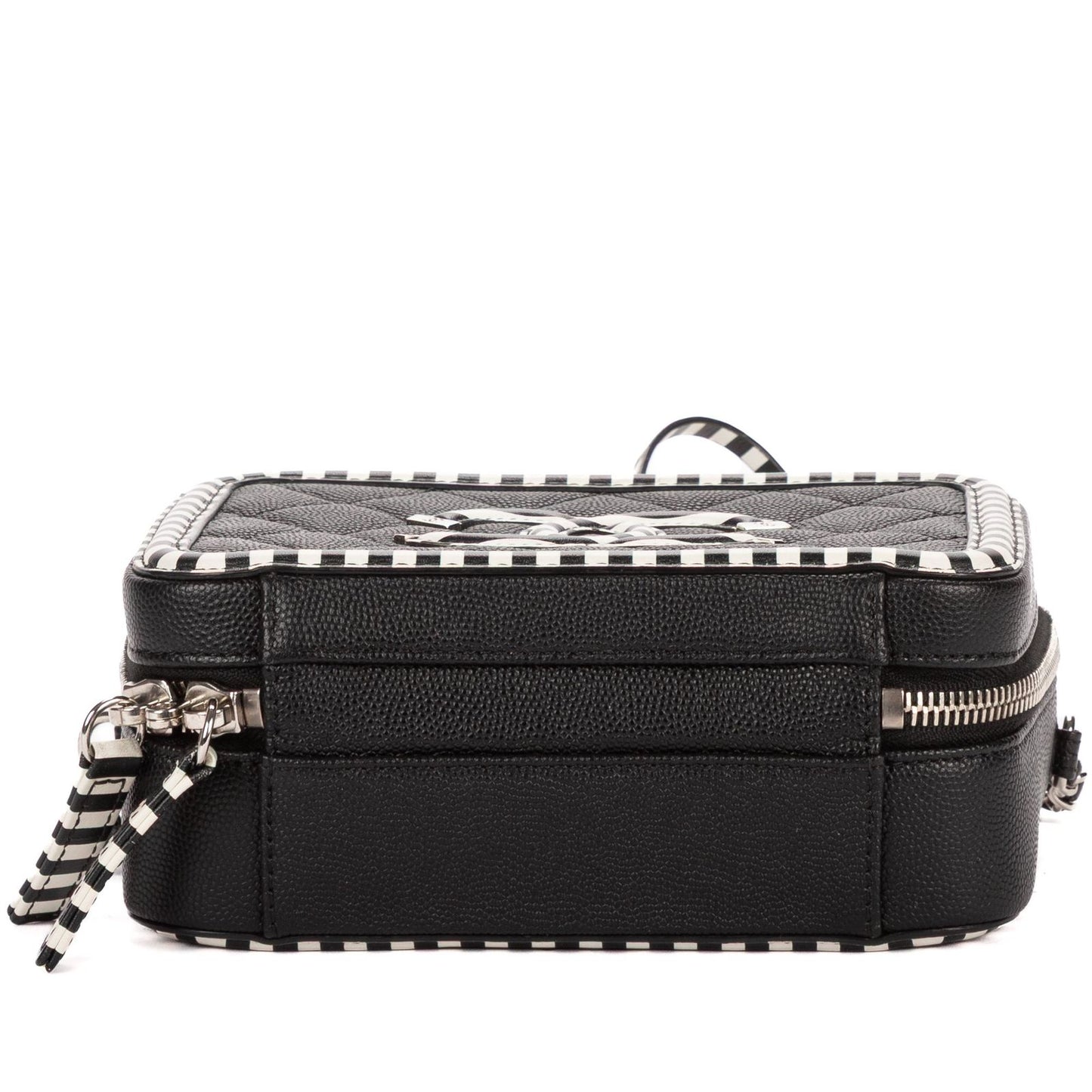 Chanel Small CC Filigree Vanity Case Bag Black White Quilted Cavalli Lambskin — view 6