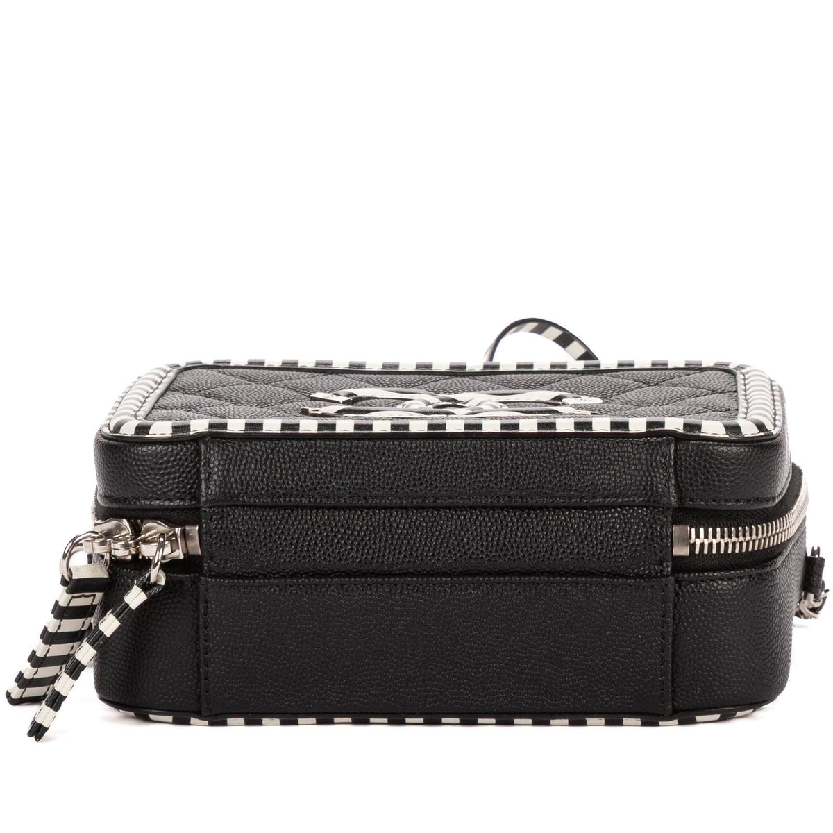 Chanel Small CC Filigree Vanity Case Bag Black White Quilted Cavalli Lambskin — view 6