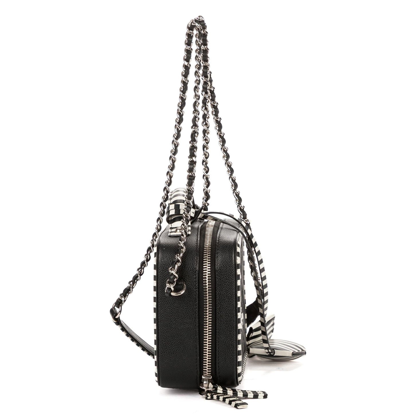 Chanel Small CC Filigree Vanity Case Bag Black White Quilted Cavalli Lambskin — view 4