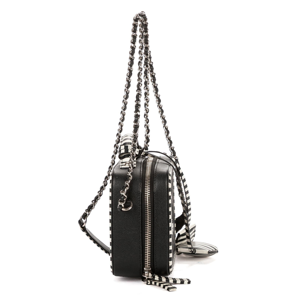 Chanel Small CC Filigree Vanity Case Bag Black White Quilted Cavalli Lambskin — view 4