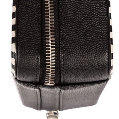 Chanel Small CC Filigree Vanity Case Bag Black White Quilted Cavalli Lambskin — view 7