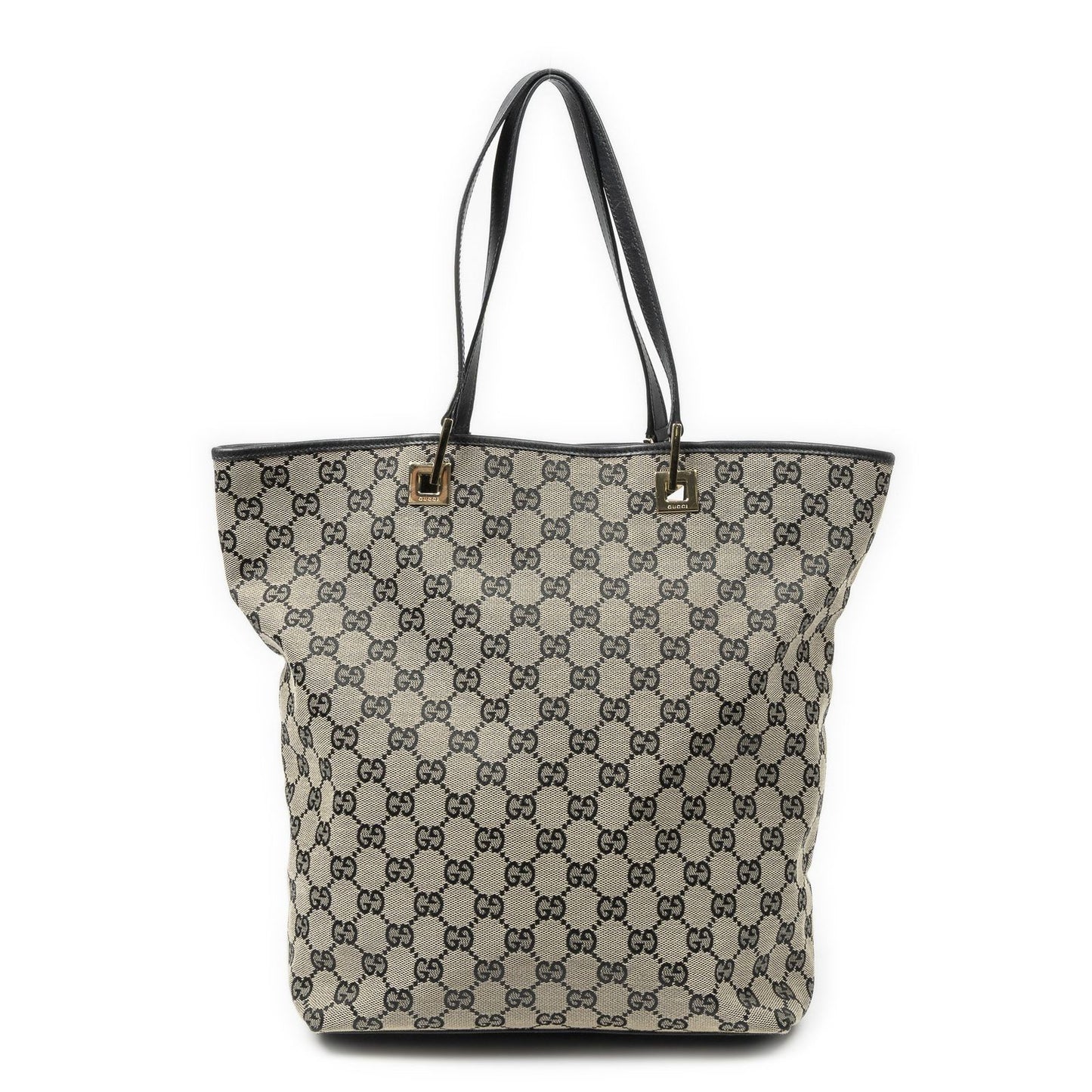 Gucci Vertical Tote Black Beige GG Canvas