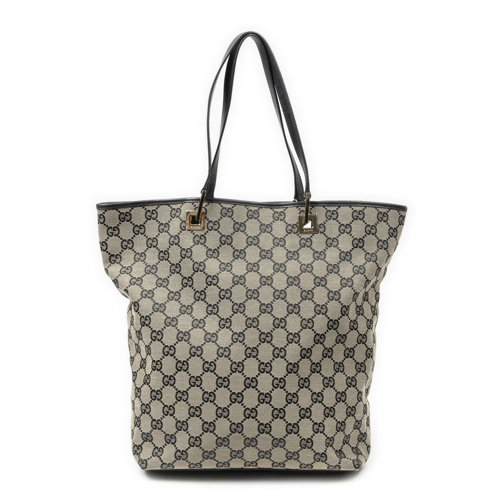 Gucci Vertical Tote Black Beige GG Canvas