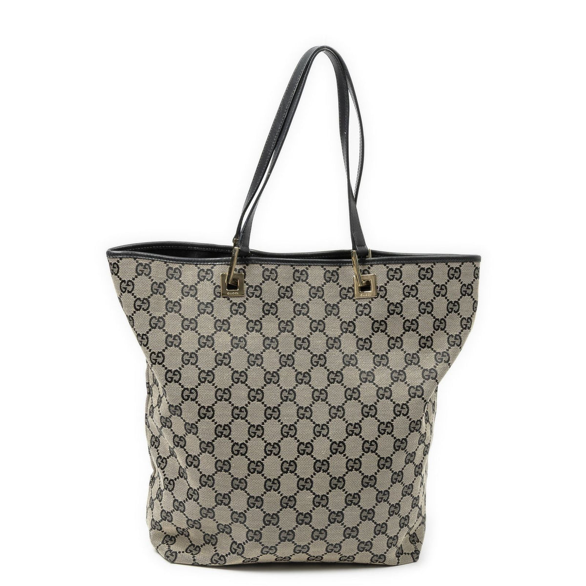 Gucci Vertical Tote Black Beige GG Canvas — view 5