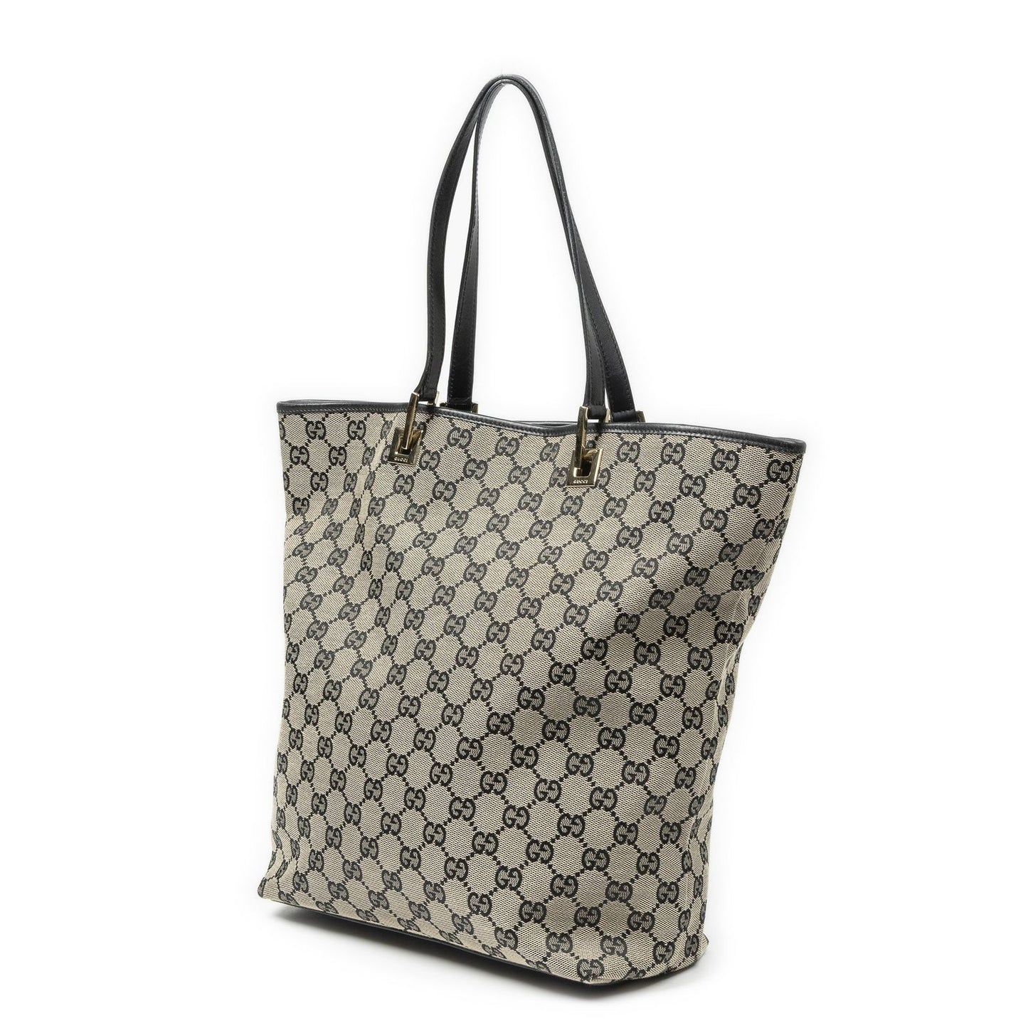 Gucci Vertical Tote Black Beige GG Canvas — view 2