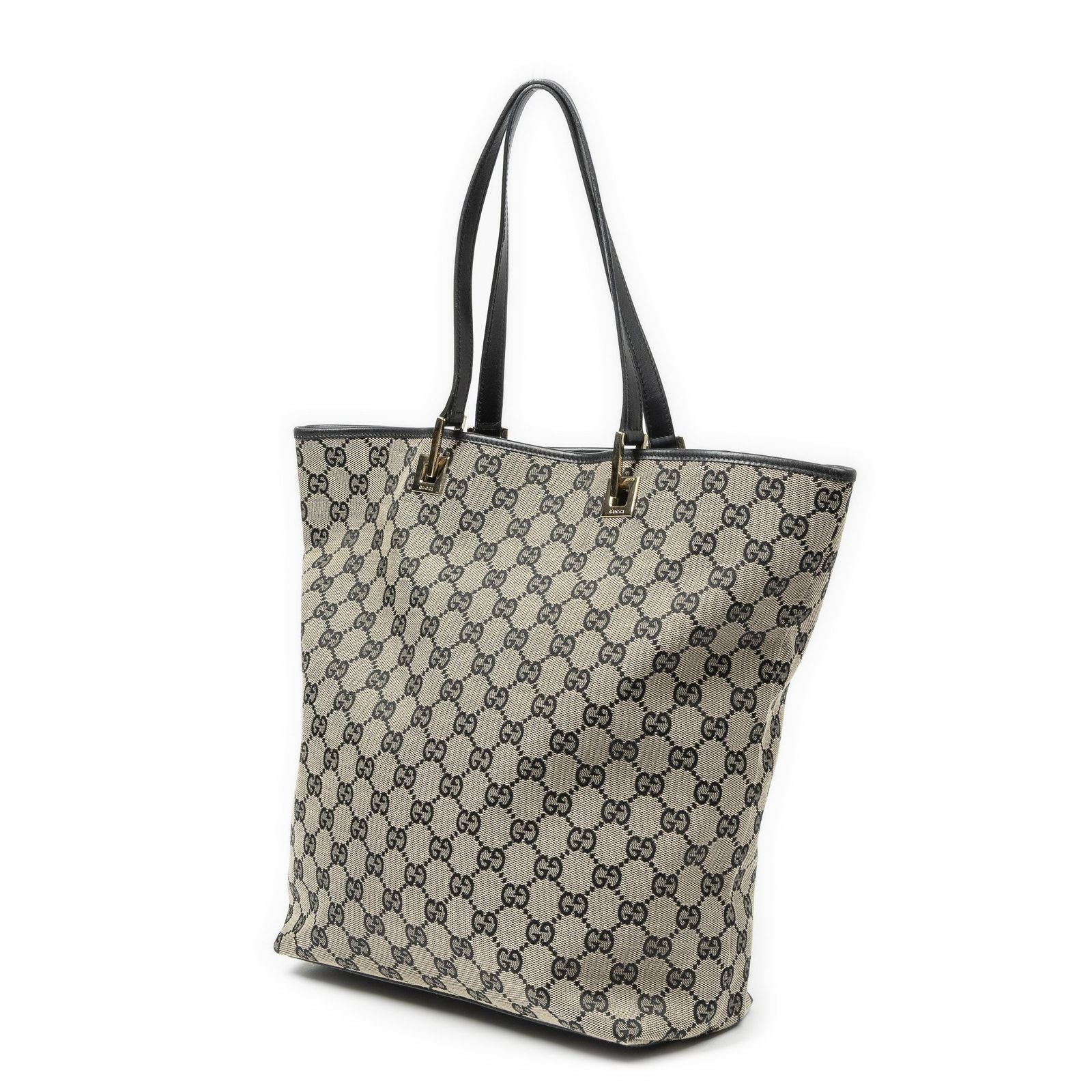 Gucci Vertical Tote Black Beige GG Canvas — view 2