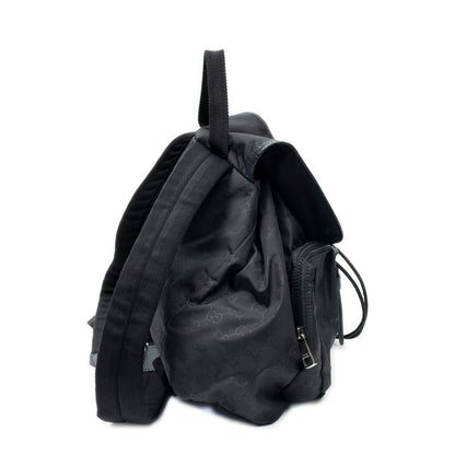 Gucci Drawstring Flap Backpack Black Guccissima Nylon — view 4