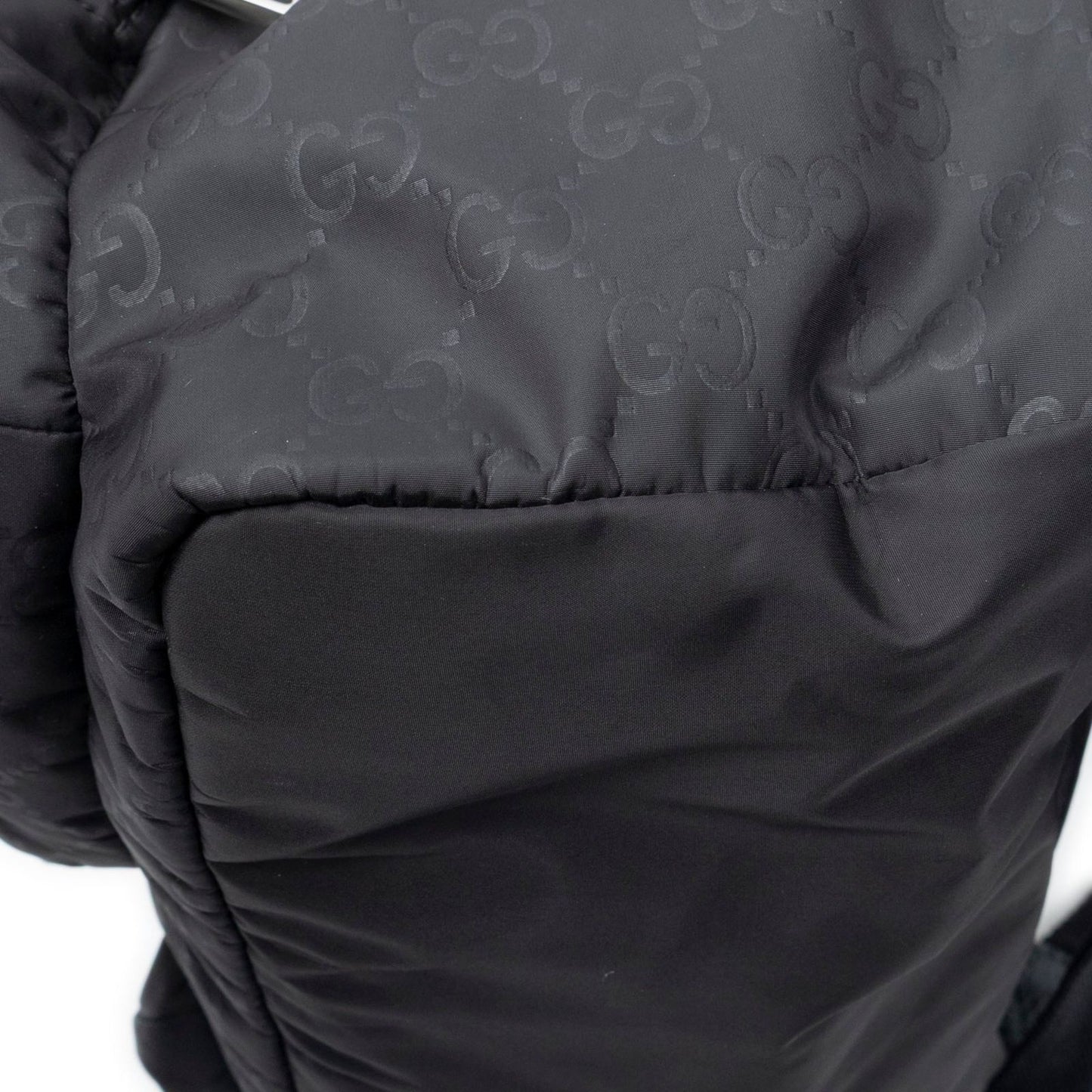 Gucci Drawstring Flap Backpack Black Guccissima Nylon — view 7