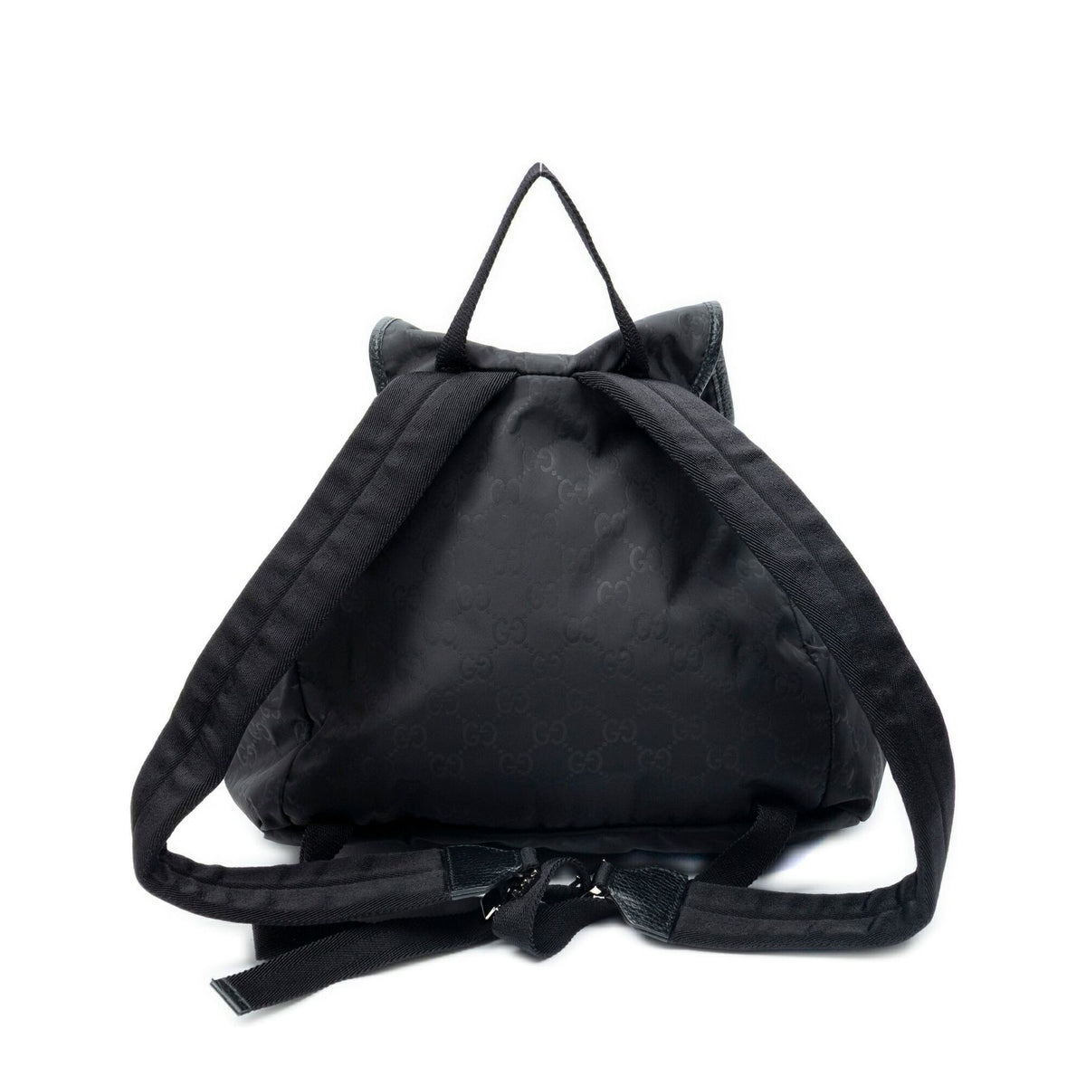 Gucci Drawstring Flap Backpack Black Guccissima Nylon — view 5