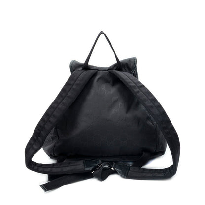 Gucci Drawstring Flap Backpack Black Guccissima Nylon — view 5