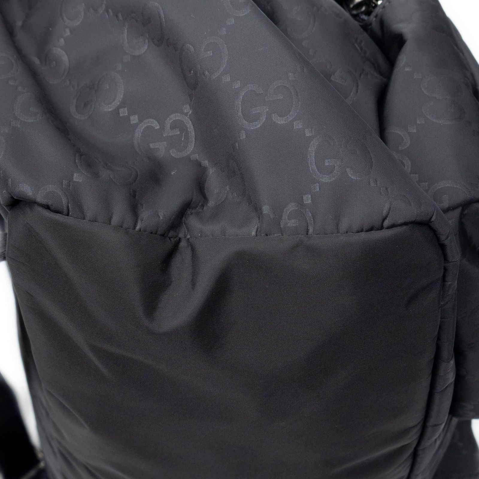 Gucci Drawstring Flap Backpack Black Guccissima Nylon — view 8
