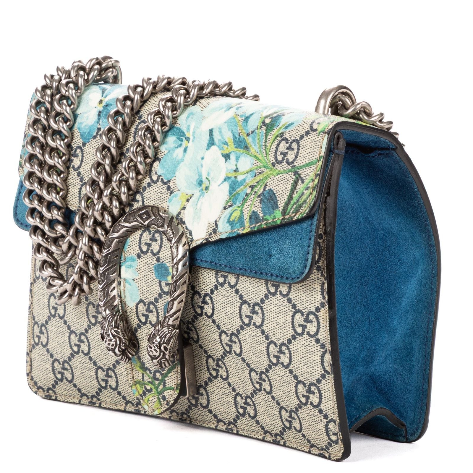 Gucci Medium Floral Dionysus Chain Crossbody Beige Blue Print Supreme Canvas — view 2