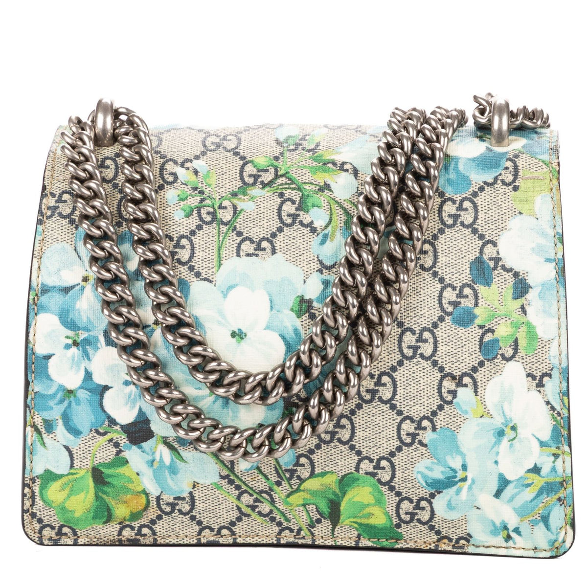 Gucci Medium Floral Dionysus Chain Crossbody Beige Blue Print Supreme Canvas — view 5