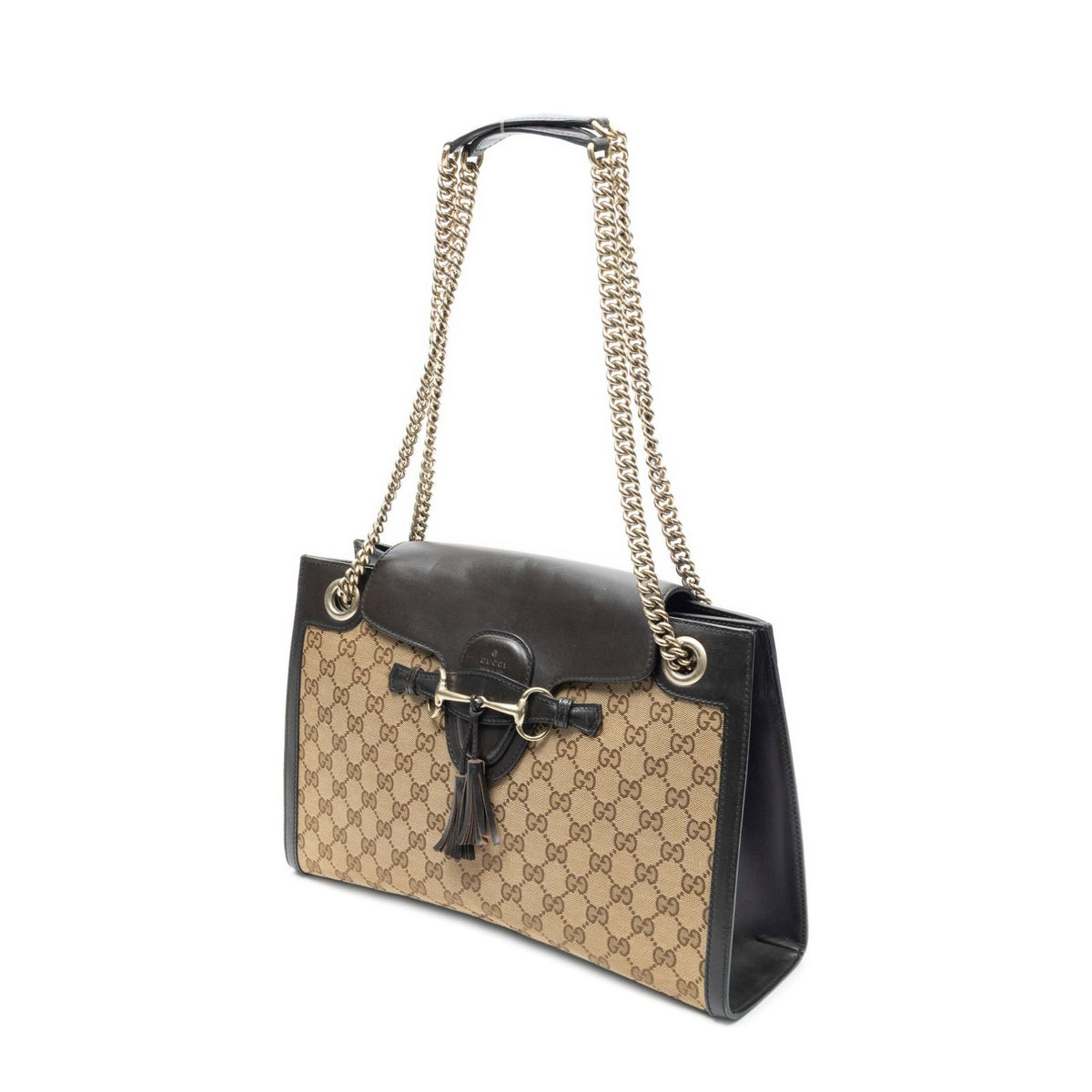 Gucci Large Emily Chain Brown Beige GG Canvas Shoulder Bag — view 2