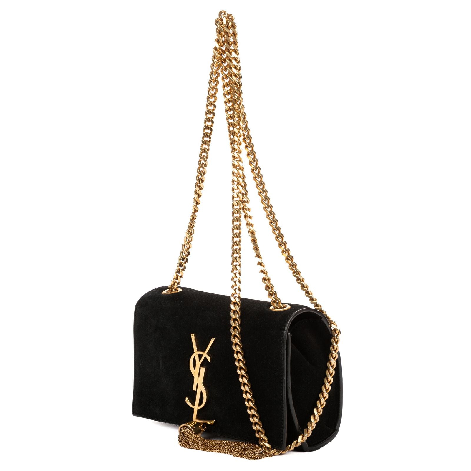 Saint Laurent Kate Tassel Black Suede Leather Shoulder Bag — view 2