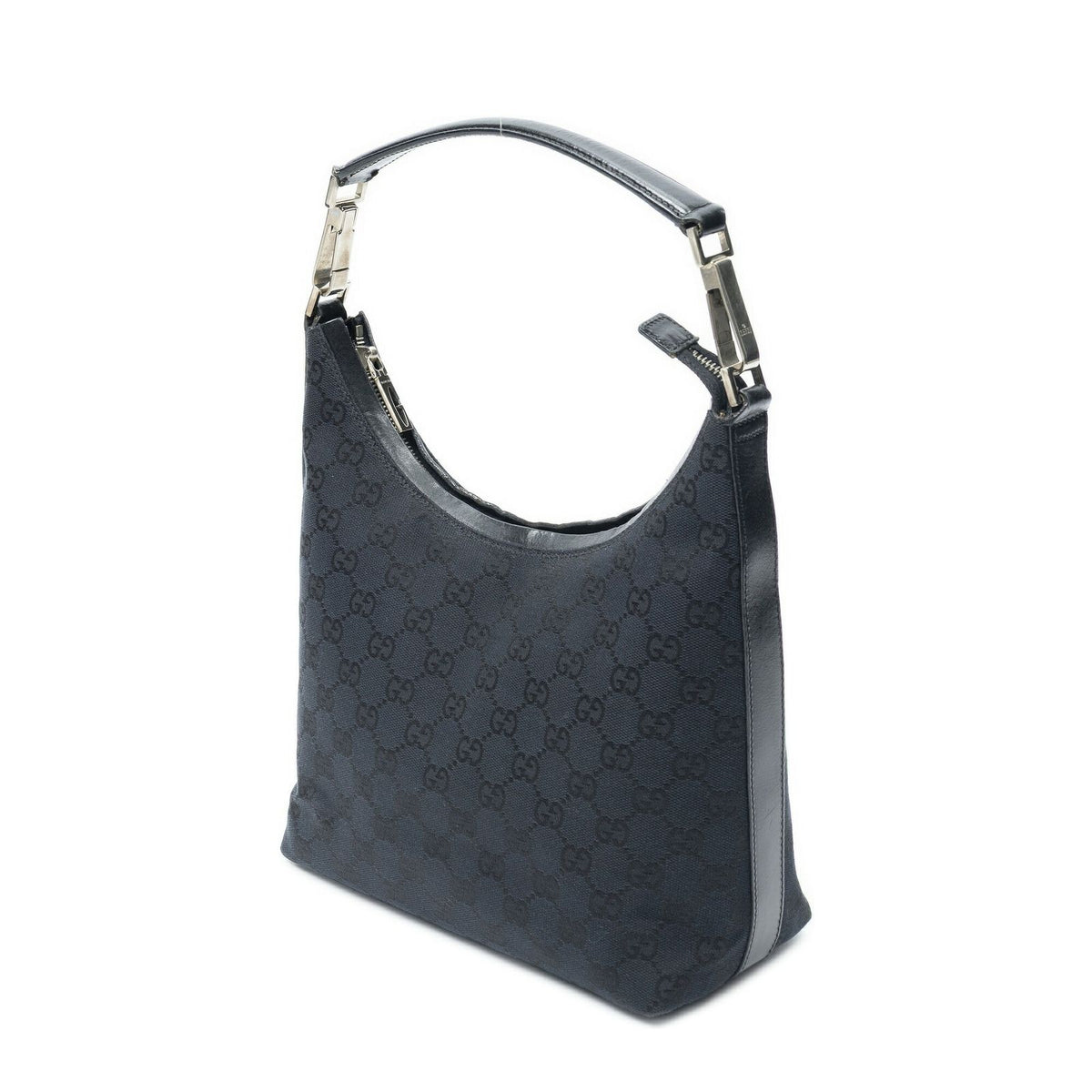 Gucci Vintage Mini Zip Hobo Black GG Canvas — view 2