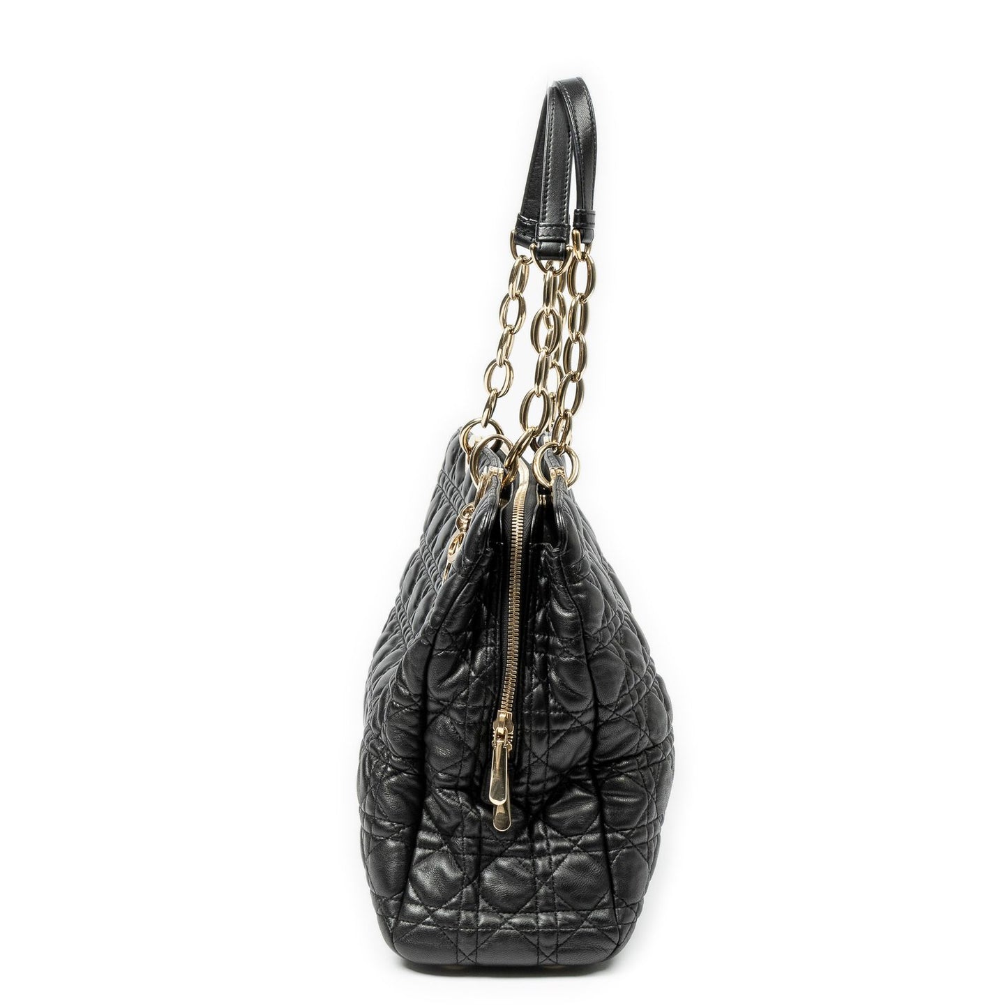 Dior Large Soft Lady Dior Tote Black Kanaj Lambskin Leather — view 3