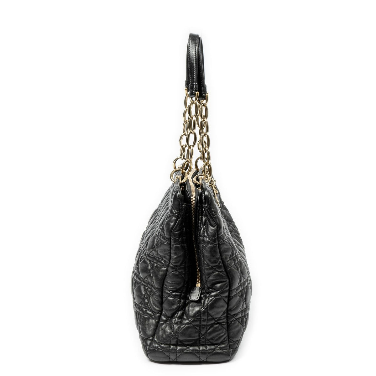 Dior Large Soft Lady Dior Tote Black Kanaj Lambskin Leather — view 4
