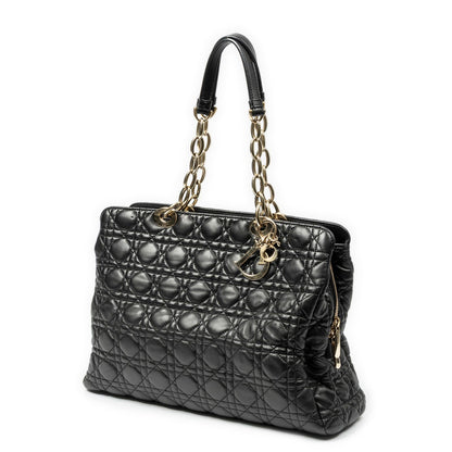 Dior Large Soft Lady Dior Tote Black Kanaj Lambskin Leather — view 2