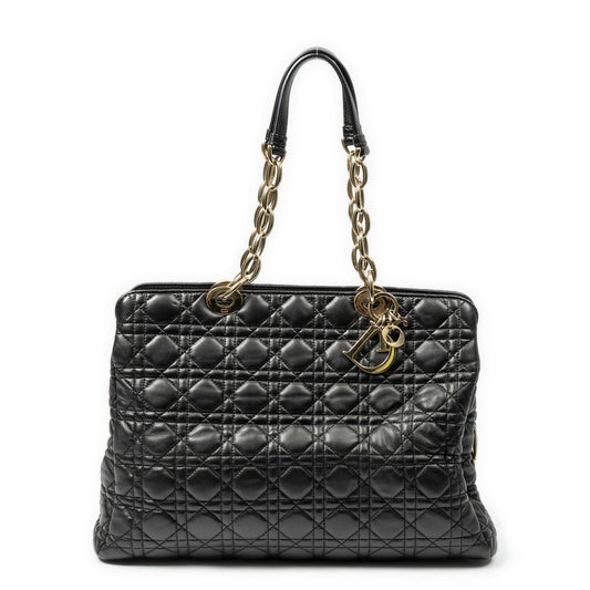 Dior Large Soft Lady Dior Tote Black Kanaj Lambskin Leather
