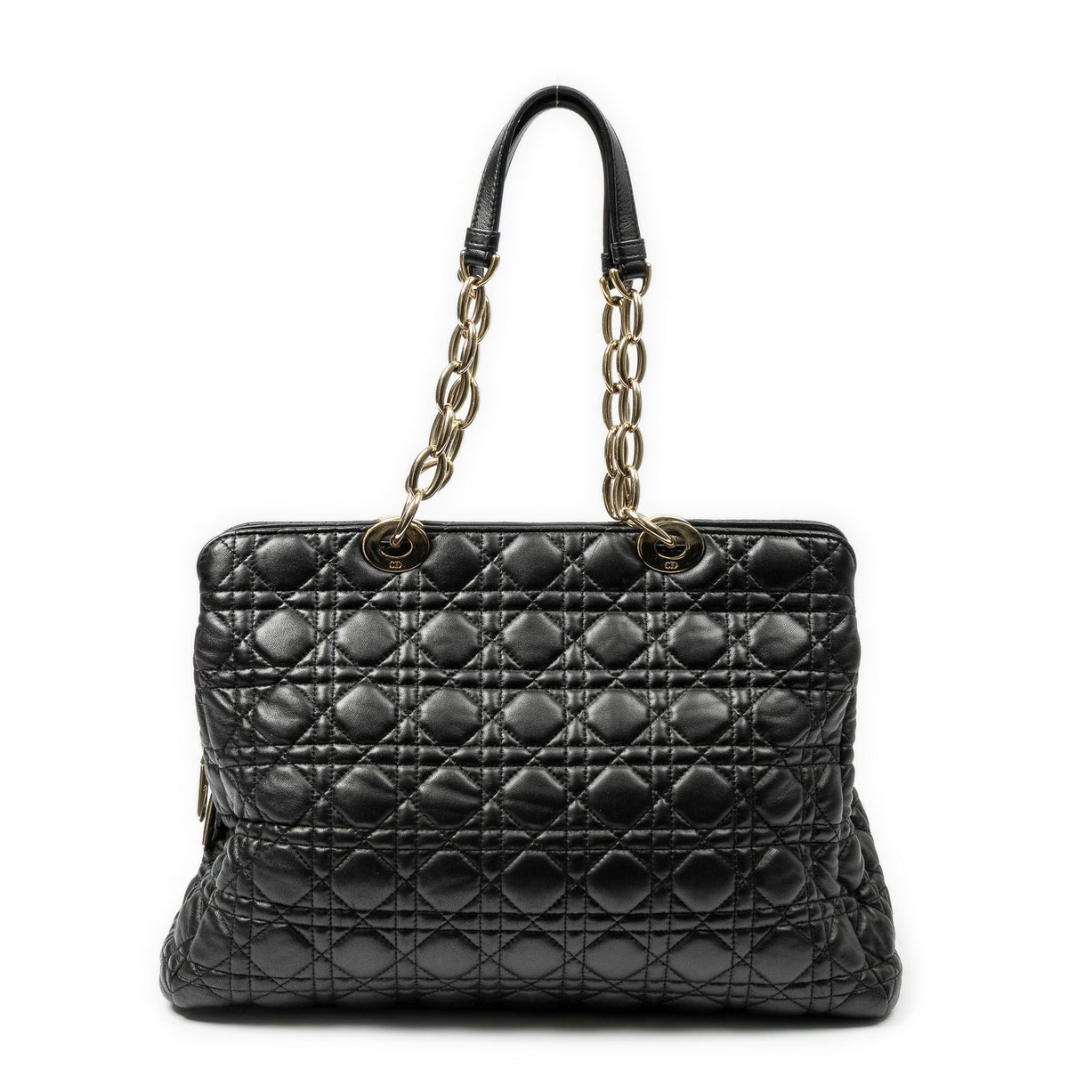 Dior Large Soft Lady Dior Tote Black Kanaj Lambskin Leather — view 5
