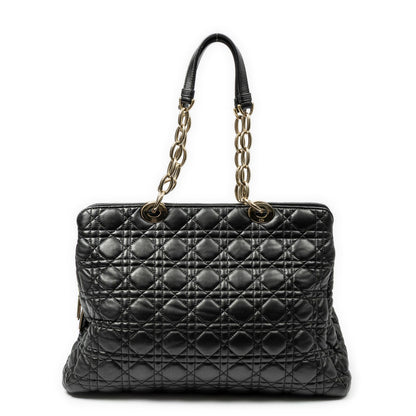 Dior Large Soft Lady Dior Tote Black Kanaj Lambskin Leather — view 5