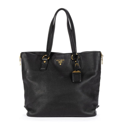 Prada 2-Way Tote Black Vitello Daino
