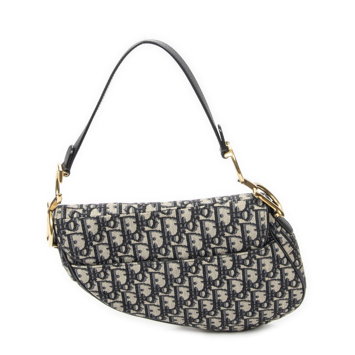 Dior New Saddle Bag Navy Beige Oblique Jacquard Canvas — view 5