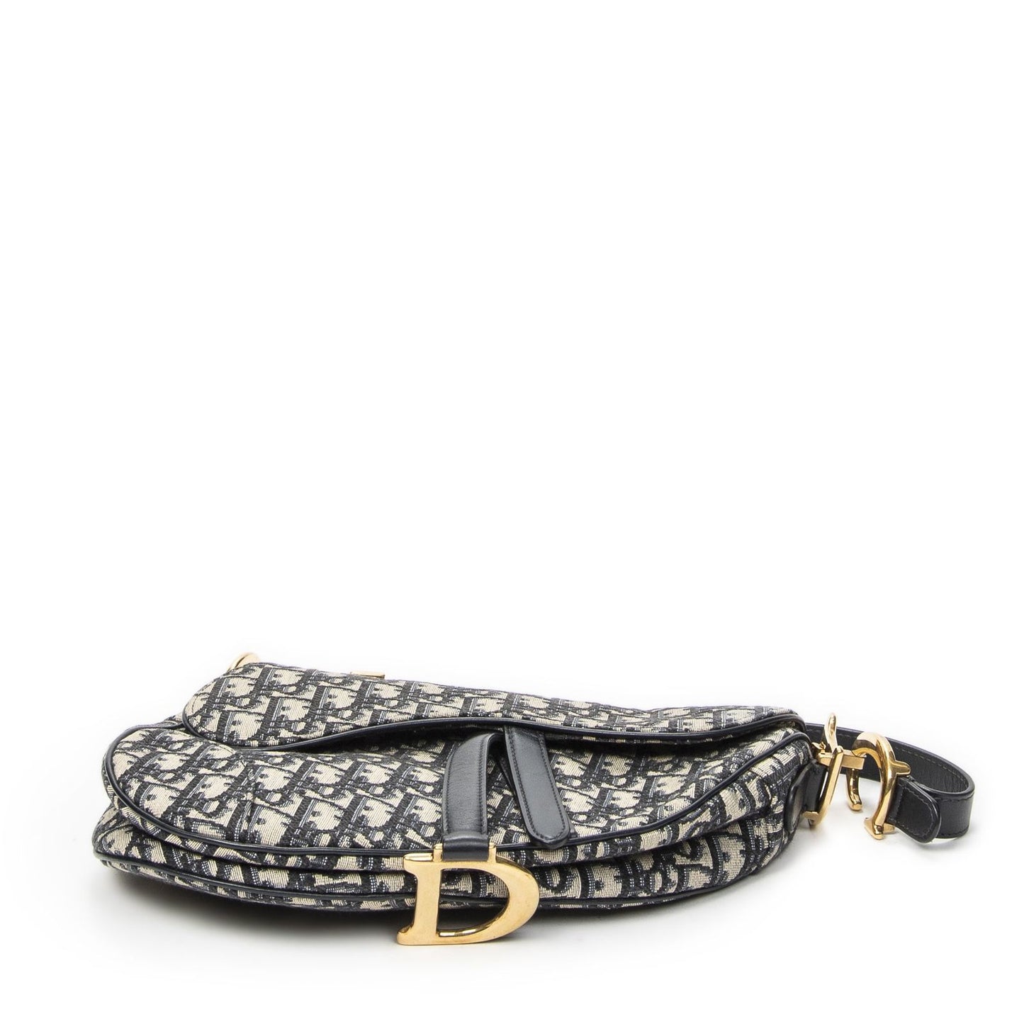 Dior New Saddle Bag Navy Beige Oblique Jacquard Canvas — view 6