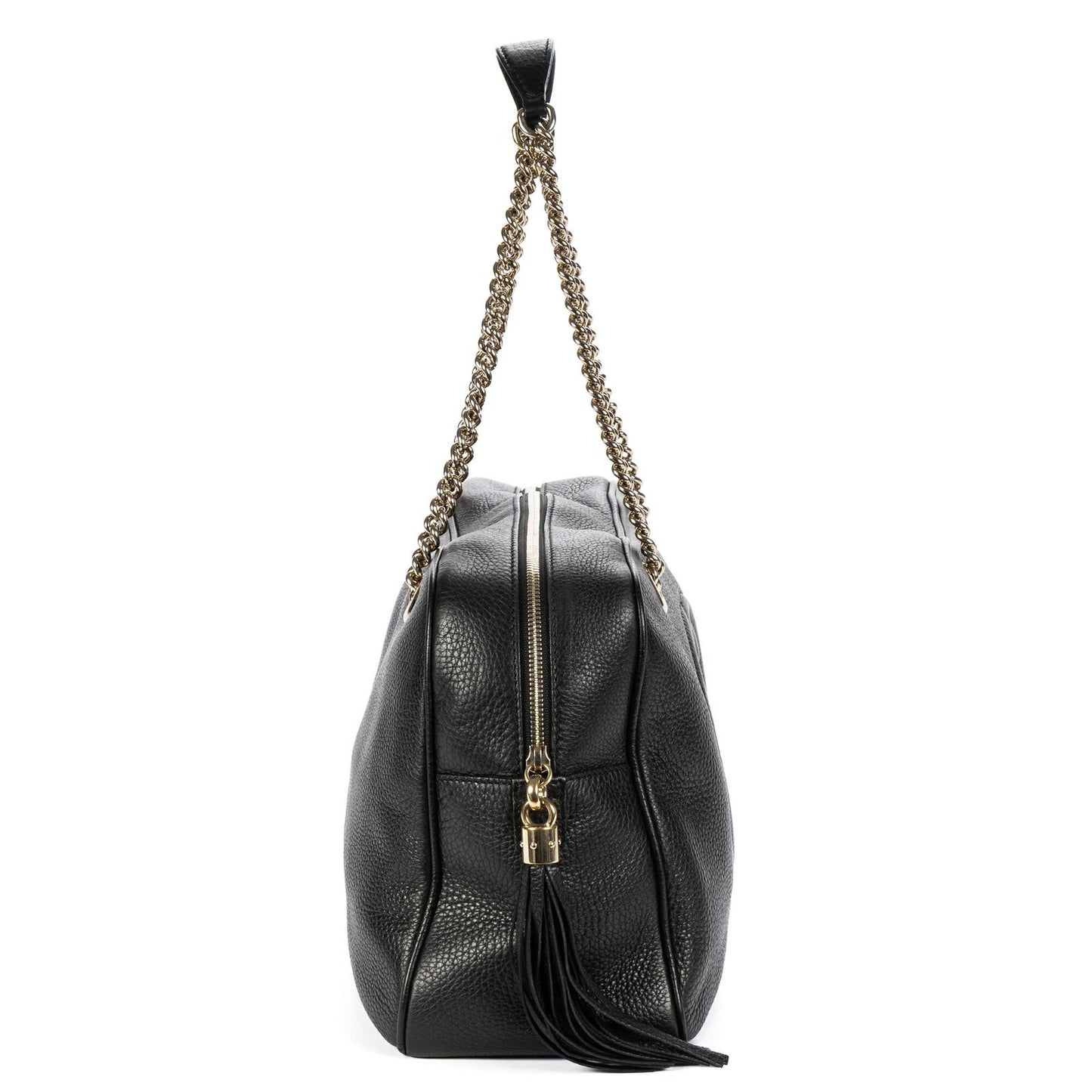 Gucci Soft Shopping Tote Black Grain Calfskin Leather — view 4