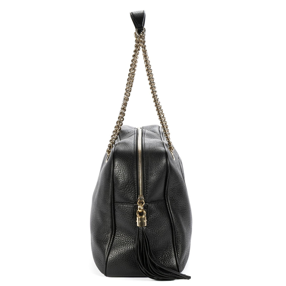 Gucci Soft Shopping Tote Black Grain Calfskin Leather — view 4