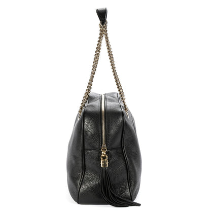 Gucci Soft Shopping Tote Black Grain Calfskin Leather — view 4