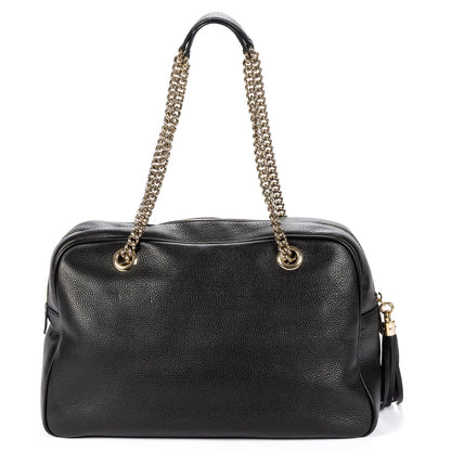Gucci Soft Shopping Tote Black Grain Calfskin Leather — view 5