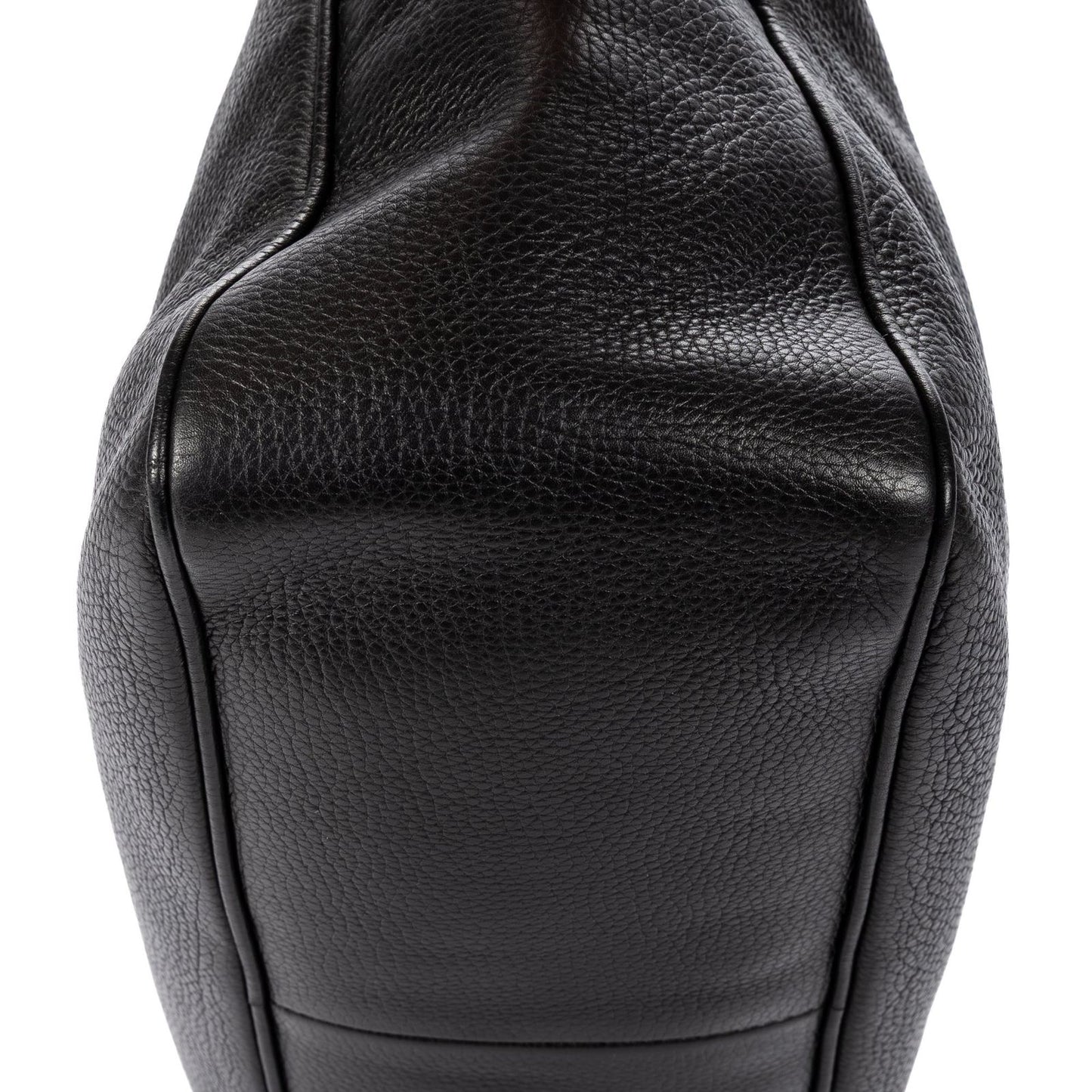 Gucci Soft Shopping Tote Black Grain Calfskin Leather — view 7