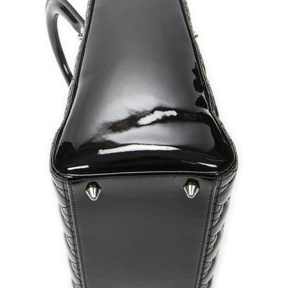 Dior Medium Lady Dior Zip Black Cannage Patent Leather Handbag — view 7