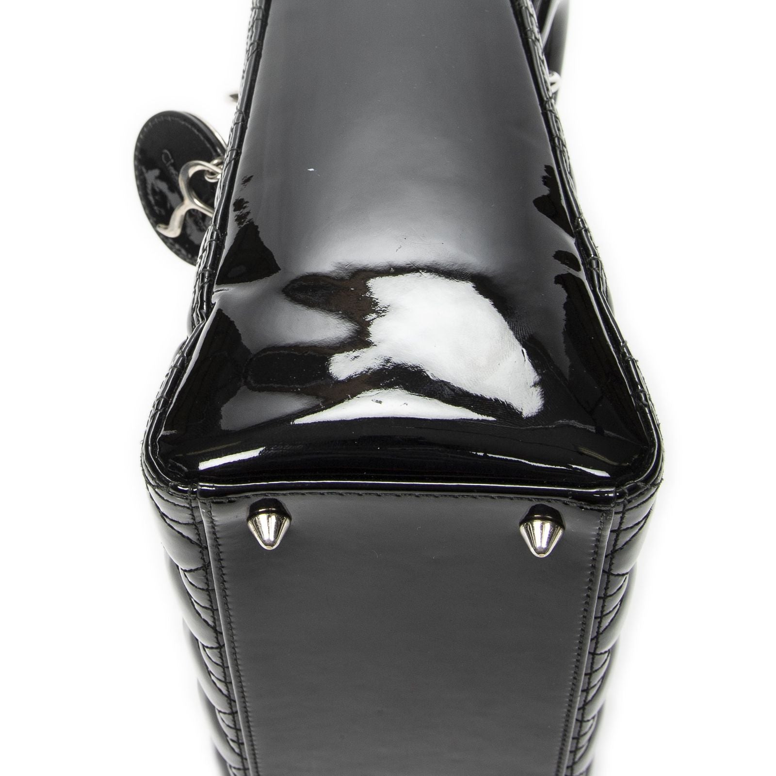 Dior Medium Lady Dior Zip Black Cannage Patent Leather Handbag — view 8