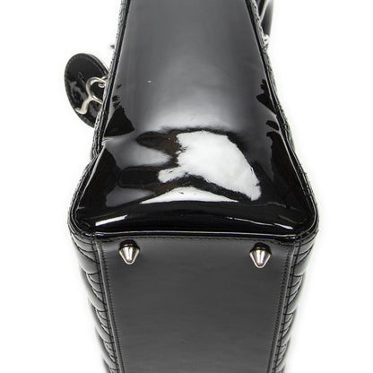 Dior Medium Lady Dior Zip Black Cannage Patent Leather Handbag — view 8