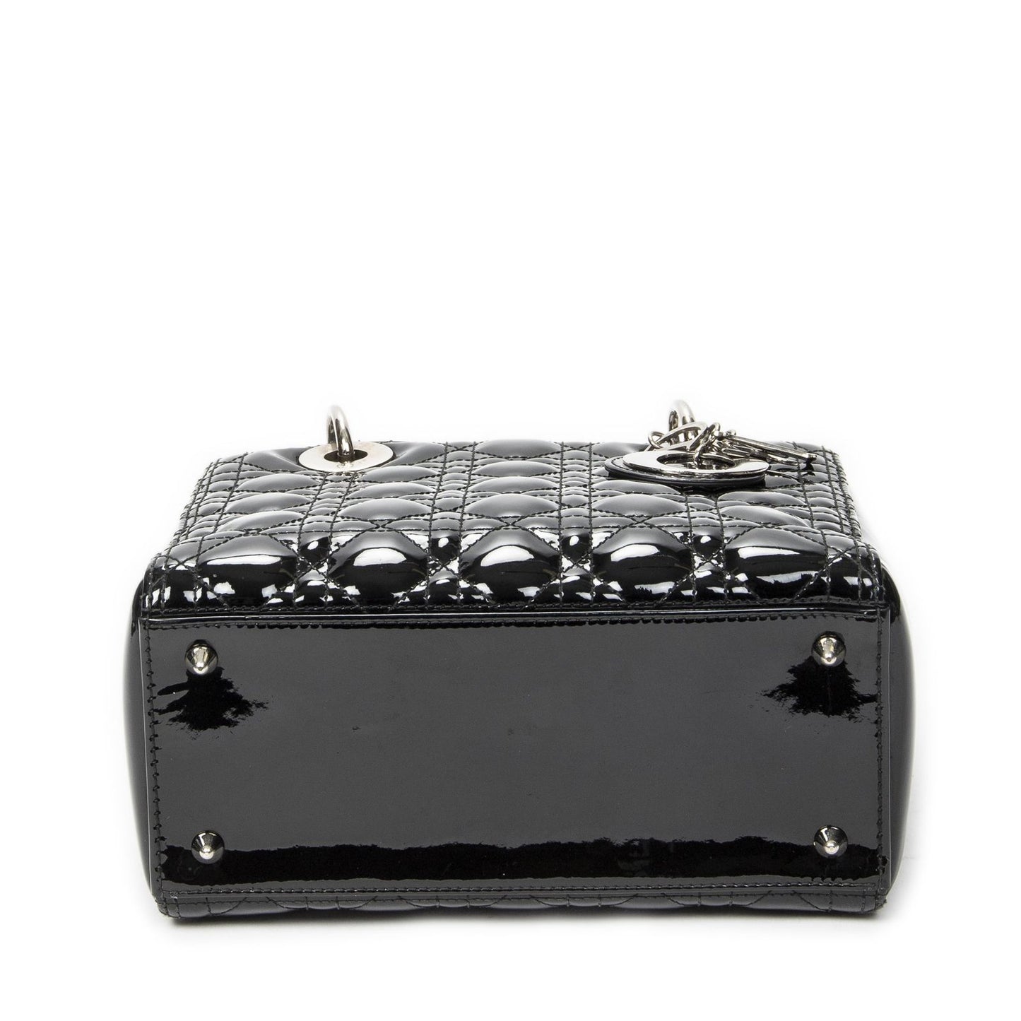 Dior Medium Lady Dior Zip Black Cannage Patent Leather Handbag — view 6