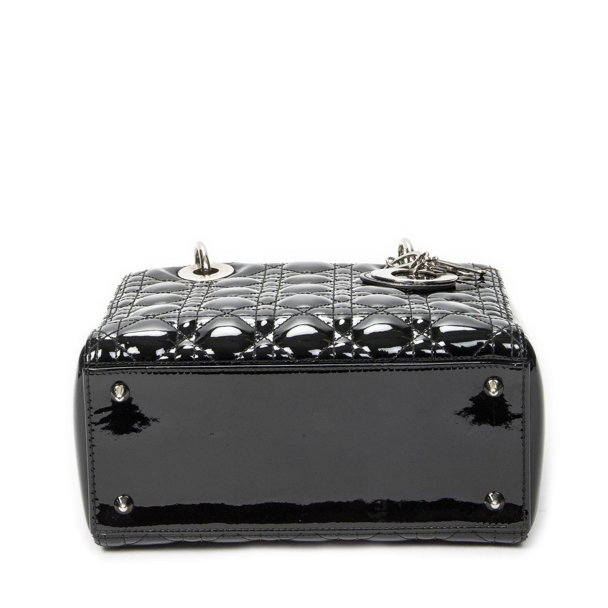 Dior Medium Lady Dior Zip Black Cannage Patent Leather Handbag — view 6