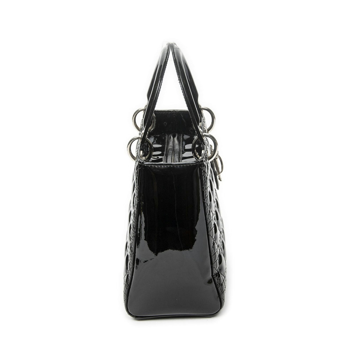 Dior Medium Lady Dior Zip Black Cannage Patent Leather Handbag — view 4
