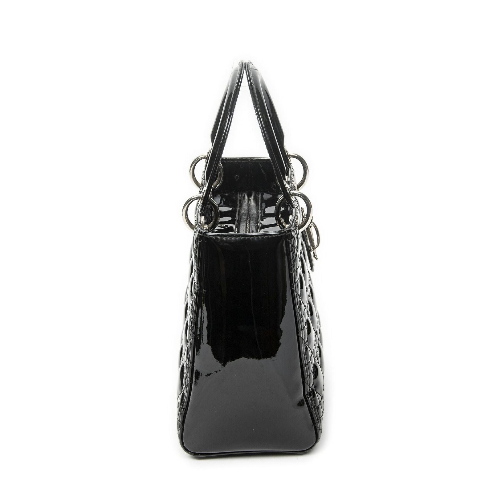 Dior Medium Lady Dior Zip Black Cannage Patent Leather Handbag — view 4
