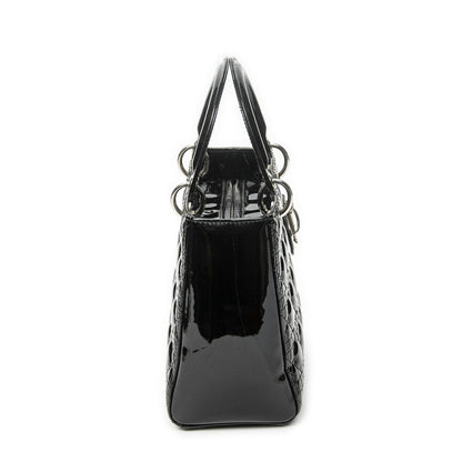 Dior Medium Lady Dior Zip Black Cannage Patent Leather Handbag — view 4