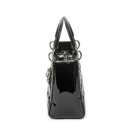 Dior Medium Lady Dior Zip Black Cannage Patent Leather Handbag — view 3