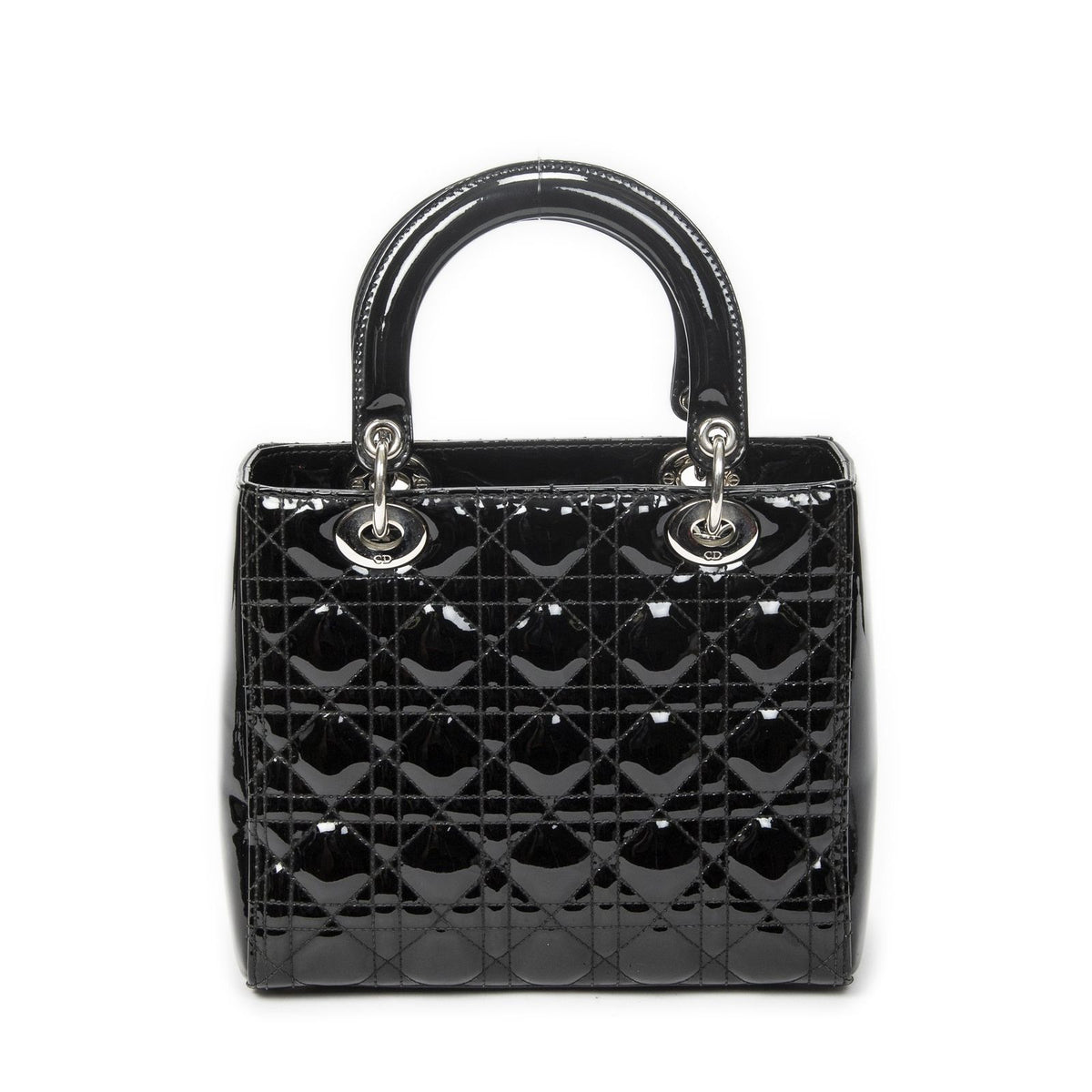 Dior Medium Lady Dior Zip Black Cannage Patent Leather Handbag — view 5